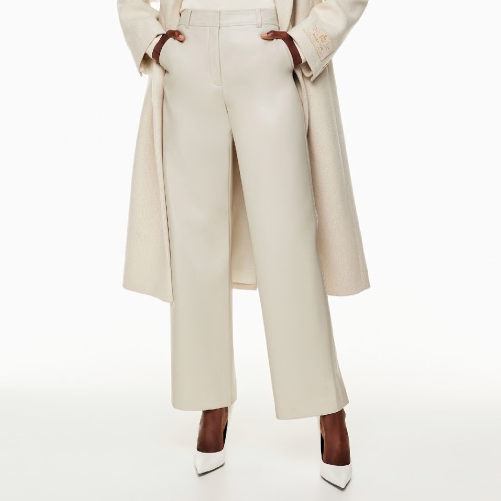 Aritzia Babaton Agency Pant Matte Pearl faux leather